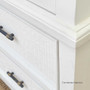 Detail of the distressed white finish, emphasizing the wardrobe's casual yet sophisticated charm ideal for modern homes.