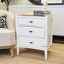 Lifestyle image depicting the bedside table being used to display a accessories and books, adding functionality and style to the room.