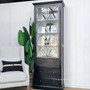 Side perspective of the cabinet, showcasing its slim profile that makes it an ideal choice for adding sophistication without overwhelming a space.