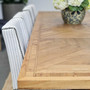 Large-scale luxury with the Danbury Oak Parquetry Table, a quality dining choice for contemporary Hamptons-style homes