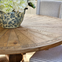 A centerpiece in the lounge room, the Danbury Oak Round Table's substantial base and natural wood colors reflect an ethos of sturdy sophistication