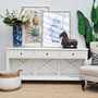 Elevate your entryway with the classic elegance of the Laguna Hamptons Console, finished in a distressed brushed white for a coastal appeal