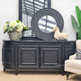 Infuse modern practicality and classic elegance into your home office with the Francia Rattan Sideboard from Canalside Interiors, featuring a distressed black/charcoal hue