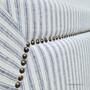 Profile shot of the Mayfair Headboard, illustrating the depth and plushness of the linen upholstery for a restful bedroom