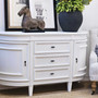 Close-up view of the Francia Petite Sideboard's drawer, highlighting the classical appeal and quality metal runners for a timeless touch
