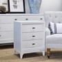 Detail of the Camille Bedsideâ€™s storage capacity, showcasing three drawers ideal for organizing in a timeless bedroom style.
