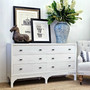 Angled perspective of the white Camille 6 Drawer Chest, perfect for adding coastal charm to your living space
