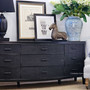 Side view of the Claremont 9 Drawer Chest, highlighting the chic, hand-finished patina for a coastal bedroom aesthetic