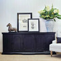 Front view of the Leontine Sideboard in black charcoal, displaying classical French-inspired trim detailing from Canalside Interiors