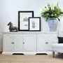 The white Leontine Sideboard 5 Doors from Canalside Interiors, viewed from the front, exuding sophisticated elegance.
