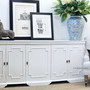 Frontal view of the Leontine Sideboard, illustrating its role as a modern yet timeless addition to any living room