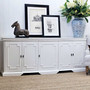 Close-up view of the Leontine Sideboard's surface, ideal for displaying home decor in a Hamptons-inspired living room