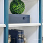 Detailed view of the shelving space inside the Grange Wall Unit, illustrating the practical storage solution for a Hamptons-inspired library