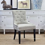 Bennet Cream Linen Chair with Brass Stud Detail, Timeless Appeal for Contemporary Living Spaces, Front Angled Perspective