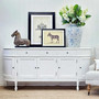 Front view of the Louis Curved Buffet showcasing its elegant white finish and classic design.
