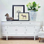 Front view of the Hamptons Louis Curved Sideboard Buffet showcasing its elegant white finish and classic design.