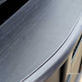 Close-up of the Louis Curved Buffetâ€™s finish, illustrating the quality of the black paint stroke finish.