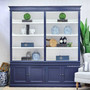 Front angle of the Grange Wall Unit showcasing its elegant navy blue exterior with a contrasting white interior.