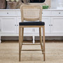Noda Kitchen Island Stool in Solid Oak with Removable Cushion, Front View
