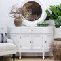 Front view of the Louis Curved 130cm Sideboard in white, showcasing its elegant curved design and refined detailing.
