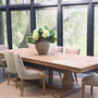 Side profile of the Chesterton Double Extension dining table with pedestal base.