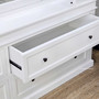 Drawer pulled open to reveal smooth metal runners, ensuring ease of use and practical, long-lasting functionality.