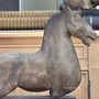 Distressed finish horse lamp close-up