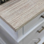 Close detail of the hand-finished timber edge with subtle limewash variation