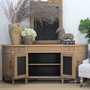 Interior view of the Riverview Sideboard buffet with shelving behind central doors.