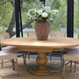 Side angle of the Sycamore extension dining table, highlighting its sculptural pedestal.