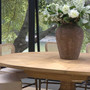 Extended Sycamore table with chairs, a versatile extendable dining solution.