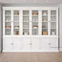 Front angle of the Grange 6 Glass Door Display Wall Unit in white featuring six glazed upper display doors and six lower storage cupboards,