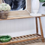Detailed shot of the Vintage Teak Console’s joinery, emphasising its expert construction and authentic appeal.