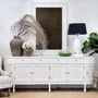 White Sorrento Fluted Mirror with architectural fluted detailing displayed as a statement wall mirror in a Hamptons style home