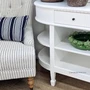 Louis 3 Drawer Console Table featuring spacious double open shelving for displaying decorative homewares.