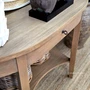 Natural Timber Demilune Console Table close-up featuring its softly rounded edges and warm timber finish.