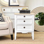 Elegant Peninsula Bedside Table featuring a white finish with a limewash top, perfect for adding coastal charm to any bedroom.