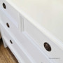 Close-up showcasing the chest's minor distressing, adding character and a touch of traditional craftsmanship.