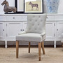 Bennet Cream Linen Chair with Brass Stud Detail, Timeless Appeal for Contemporary Living Spaces, Front Angled Perspective