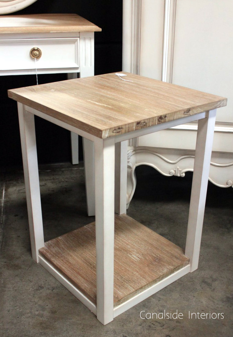 South Hamptons Side Table White Limewash Top Canalside Interiors