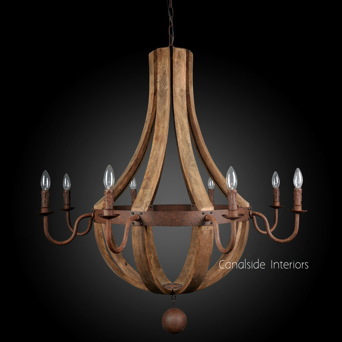 The chandelier featured in a studio setting, where it adds a rustic yet elegant charm, perfect for creating a peaceful retreat.