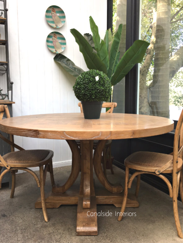 Artisan Parquetry Top Round Dining Table Natural 3 Sizes Canalside Interiors