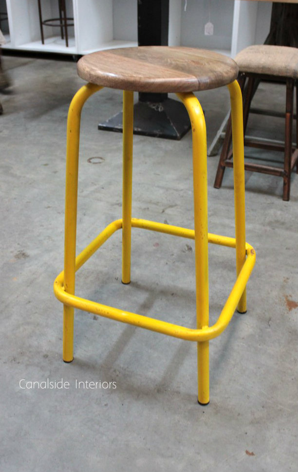 Distressed yellow sales bar stools
