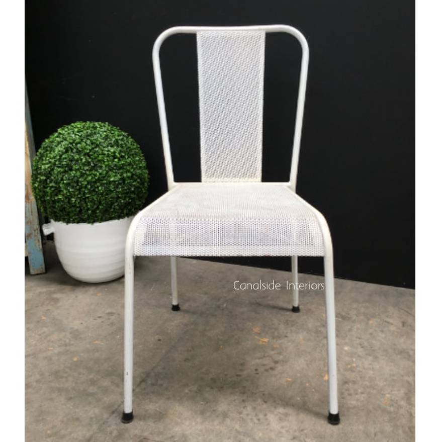 Z Arrow Industrial Mesh Dining Chair White Canalside Interiors