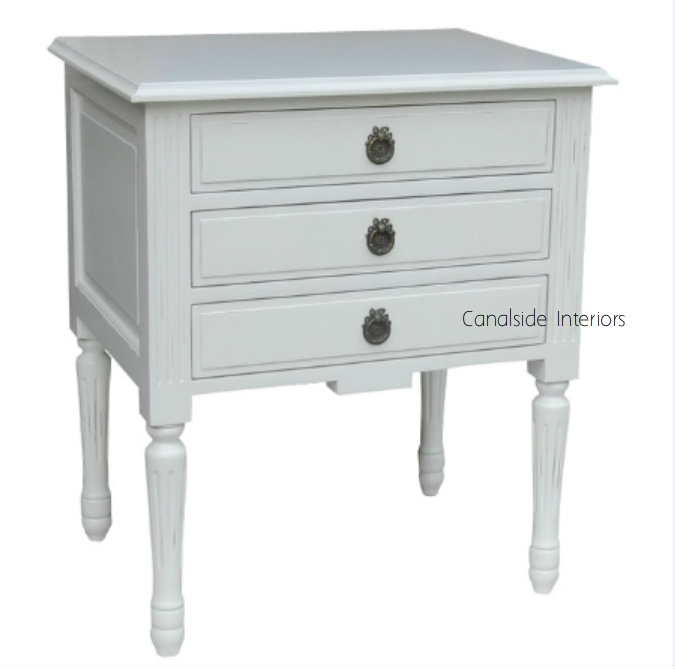 Elissa Bedside Distressed White Canalside Interiors