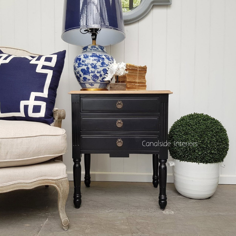 Elissa Bedside Distr. Black Limewash Top Canalside Interiors