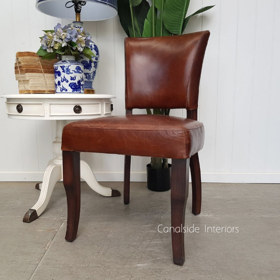 Cuba Aged Leather Dining Chairs Canalside Interiors