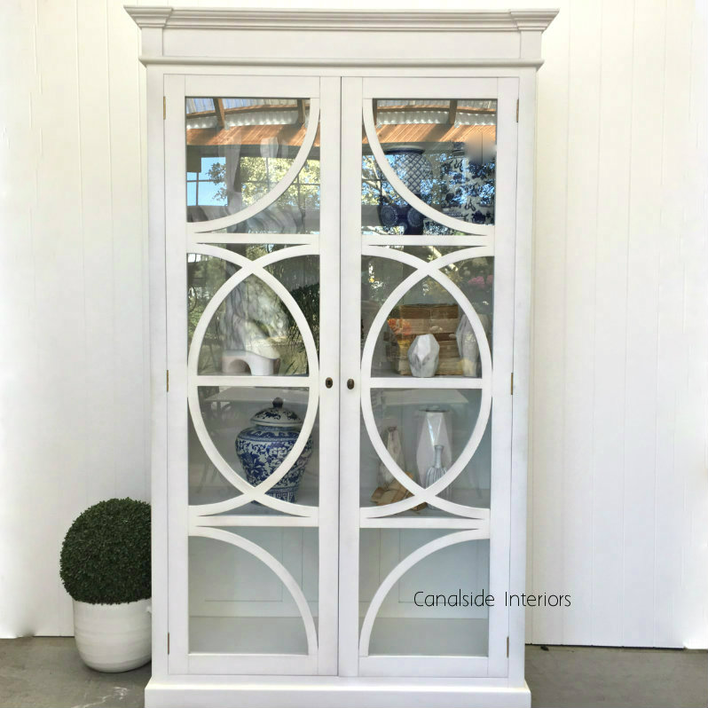 Mercia Glass Display Cabinet Distressed White Canalside Interiors