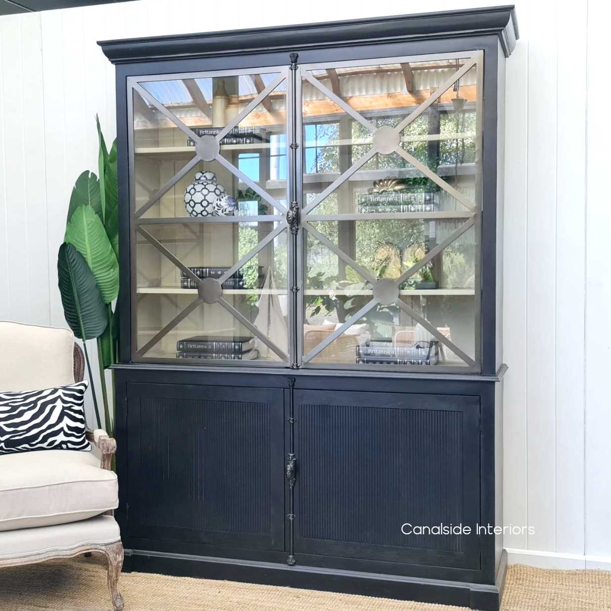Pavilion Display Wall Unit Distressed CharcoalBlack  FRENCH  FURNITURE, HAMPTONS Style, PLANTATION Style, LIVING Room, LIVING Cupboards & Bookcases, STORAGE, STORAGE Bookshelves & Cupboards