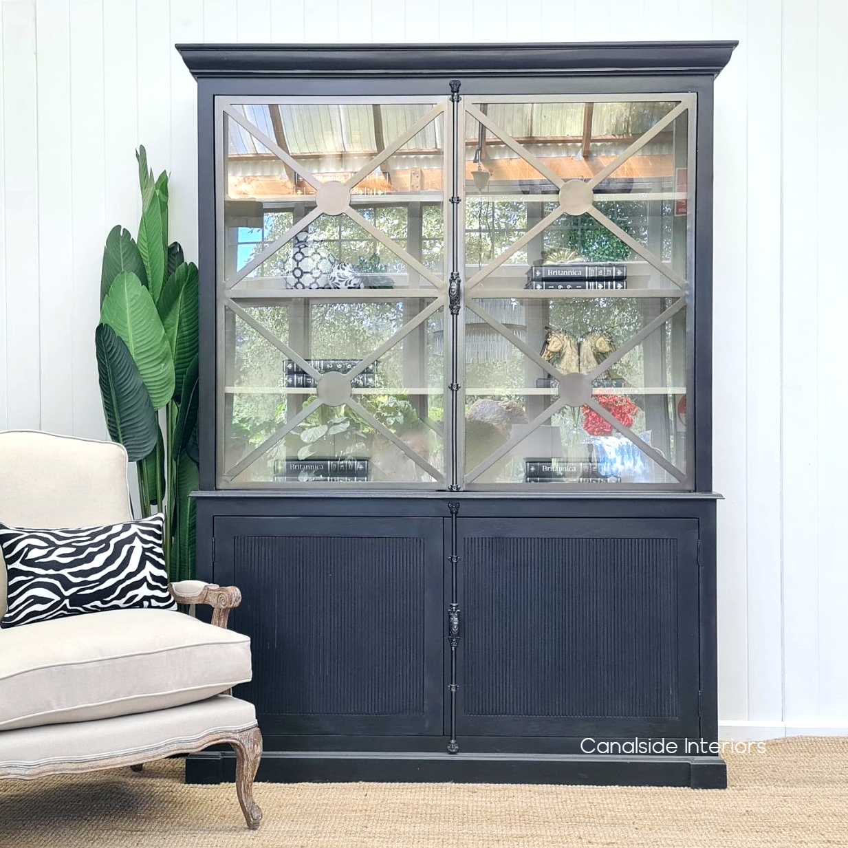 Pavilion Display Wall Unit Distressed CharcoalBlack  FRENCH  FURNITURE, HAMPTONS Style, PLANTATION Style, LIVING Room, LIVING Cupboards & Bookcases, STORAGE, STORAGE Bookshelves & Cupboards